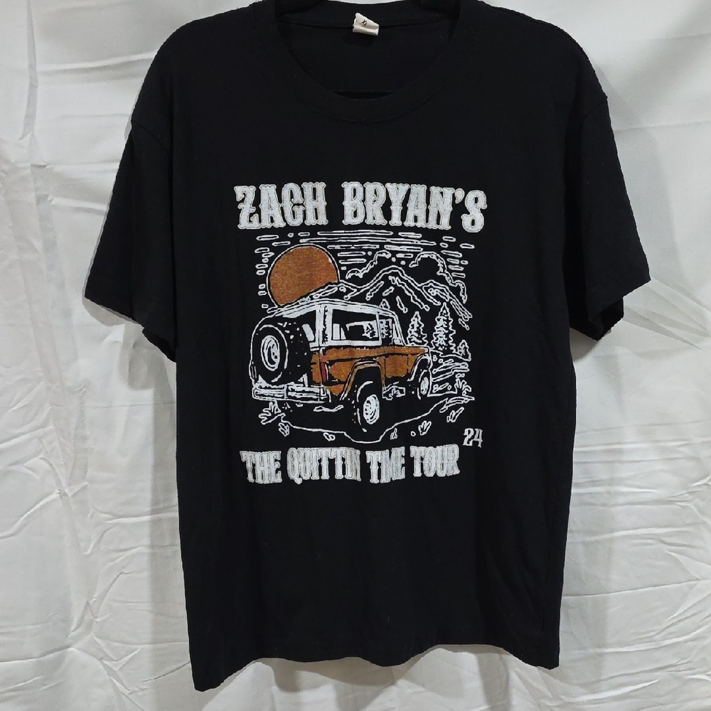 Black Graphic T-Shirt with Tour Print